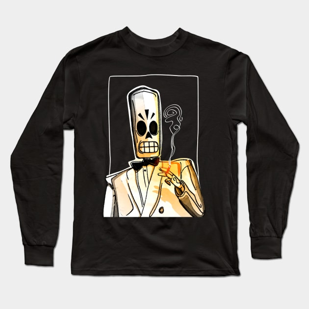 Manny Calavera Long Sleeve T-Shirt by biggeek